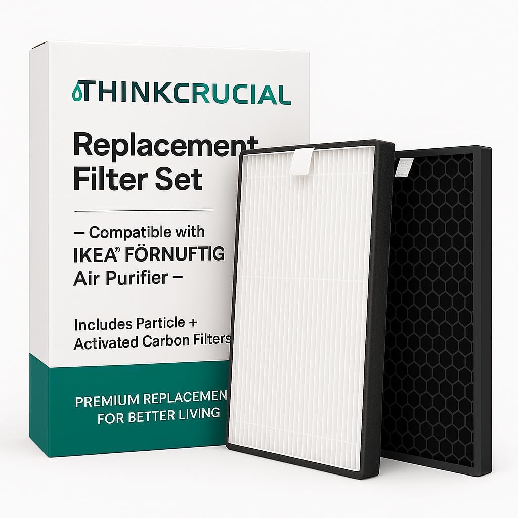 Think Crucial Replacement Filter Set – Compatible with IKEA® FÖRNUFTIG Air Purifier (Replaces Article #10461944 & #40487283) – 1 Particle Filter + 1 Carbon Layer – Easy to Install