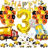 Globos de excavadora para cumpleaños infantiles, 3 años