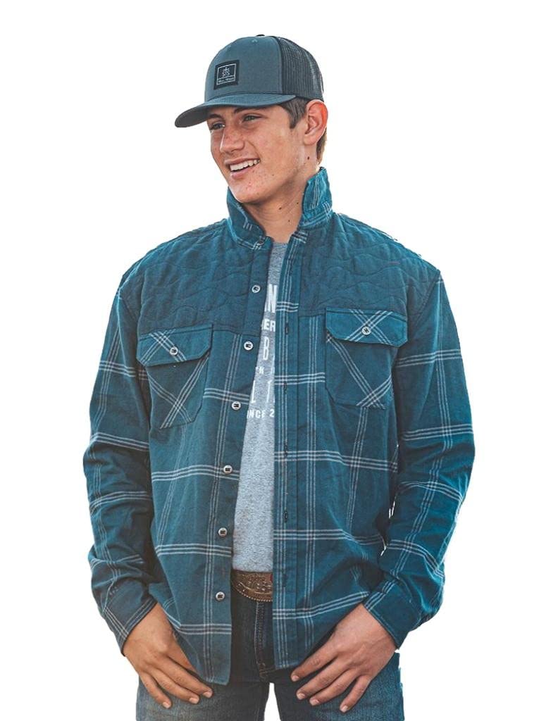 STS Ranchwear Mens Logan Blue Plaid 100% Cotton L/S Shirt