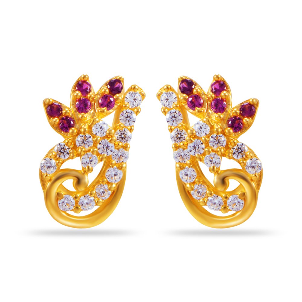 Women's & Girl's Impress Collection 22K Yellow Gold Stud Earrings-image-45