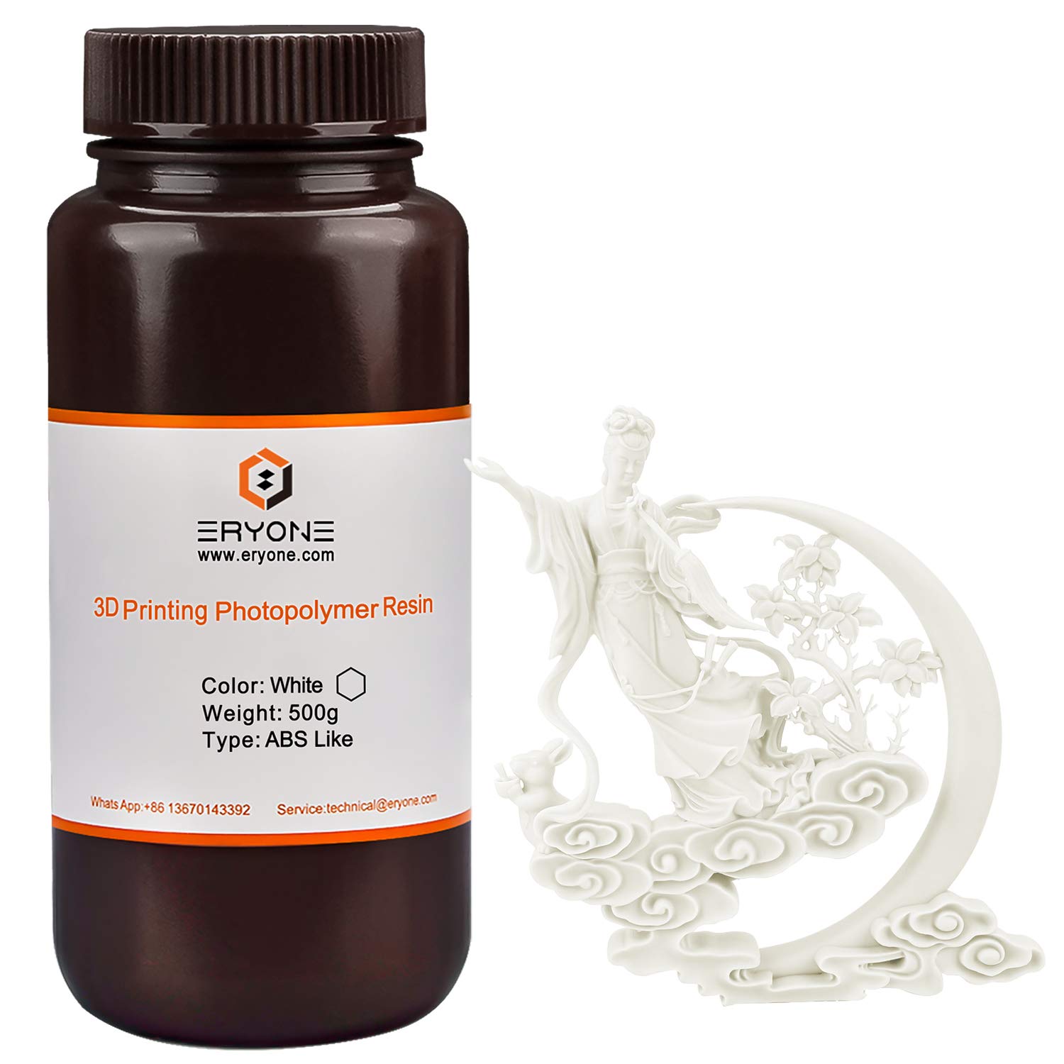 ERYONE Standard Rapid Resin 395-405nm UV Curing Super Low Odor Photopolymer for DLP/LCD Printer (500g, ABS White)