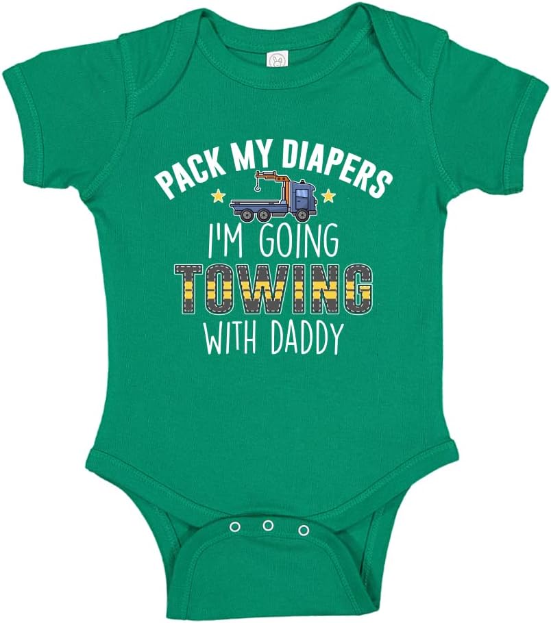 I'm Going Towing with Daddy Tow Truck Baby One Piece Or Toddler T-Shirt Children's Clothing