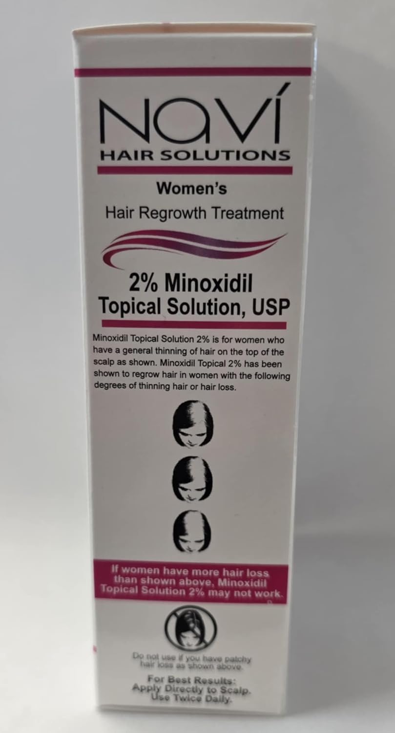 Women's 2% Minoxidil Topical Solution USP, Hair Regrowth Treatment, 3 Month Supply, Unscented, 2 Fl Oz, Pack of 3