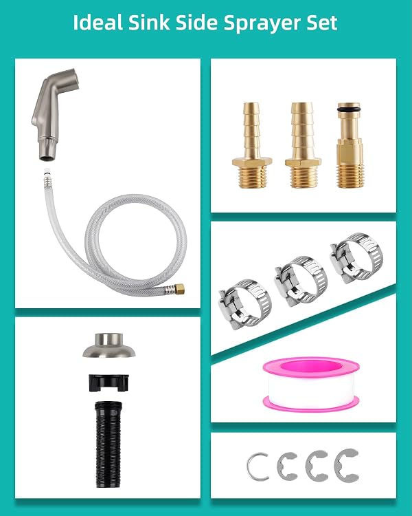 Universal Kitchen Faucet Sprayer Attachment/Hose/Holder, Brushed Nickel by Hygie Rinse - Used condition - Image 2