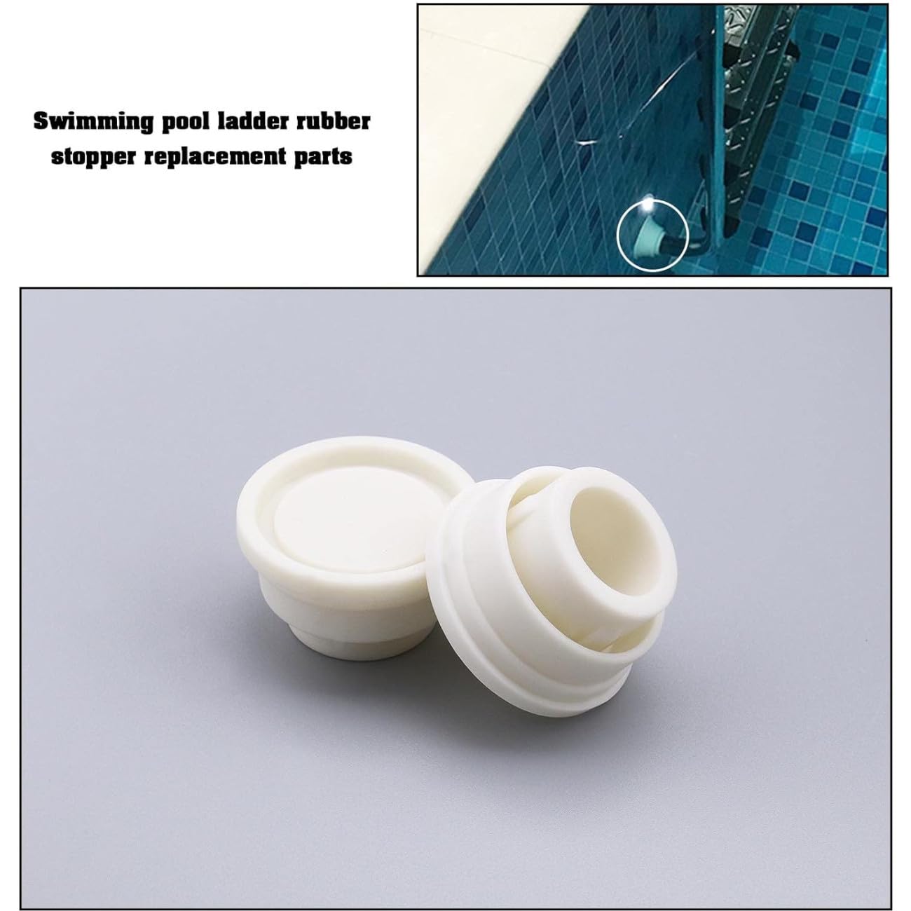 Tope de Seguridad para Escalera de Piscina,2 Piezas Suministros para Piscinas Parachoques de Escalera Blancos para Escaleras de Piscina Tapón de Goma para escaleras de Piscina