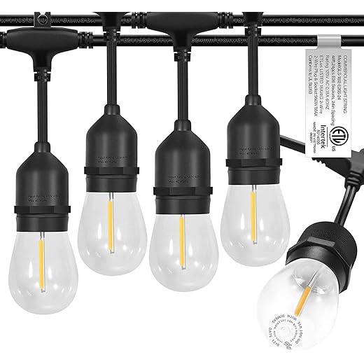 EIKOSON LED Outdoor String Lights with Weatherproof Shatterproof Edison (2 )，Commercial Grade Waterproof Hanging Lights for Backyard Porch Balcony Party