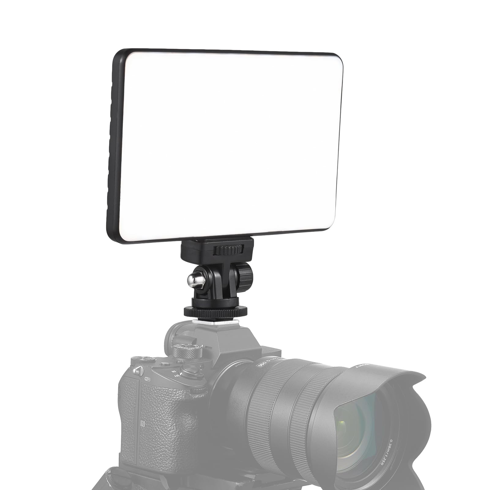 Andoer Pannello di luce video a LED, dimmerabile, 196 LED, luce video per fotocamera, 2500 K – 9000 K, luce video in streaming con supporto per flash da 1/4", foro filettato da 1/4" della serie NP-F,