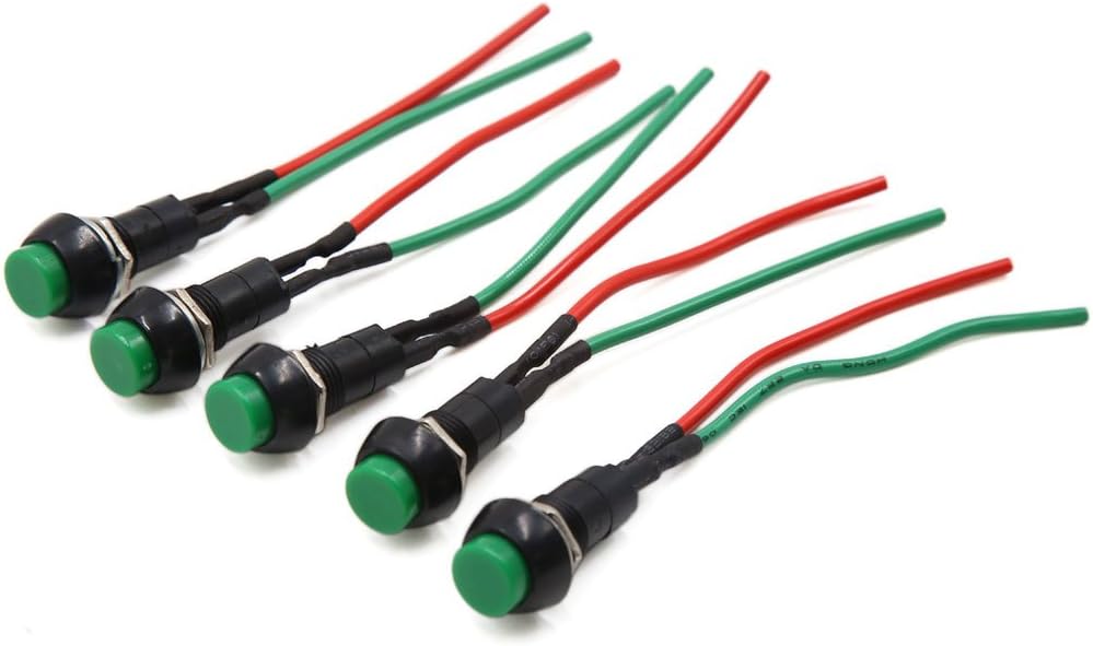 uxcell 5 Pcs 12mm Dia Round Shaped Wired Momentary Push Button Switch Replacement DC 12-24V