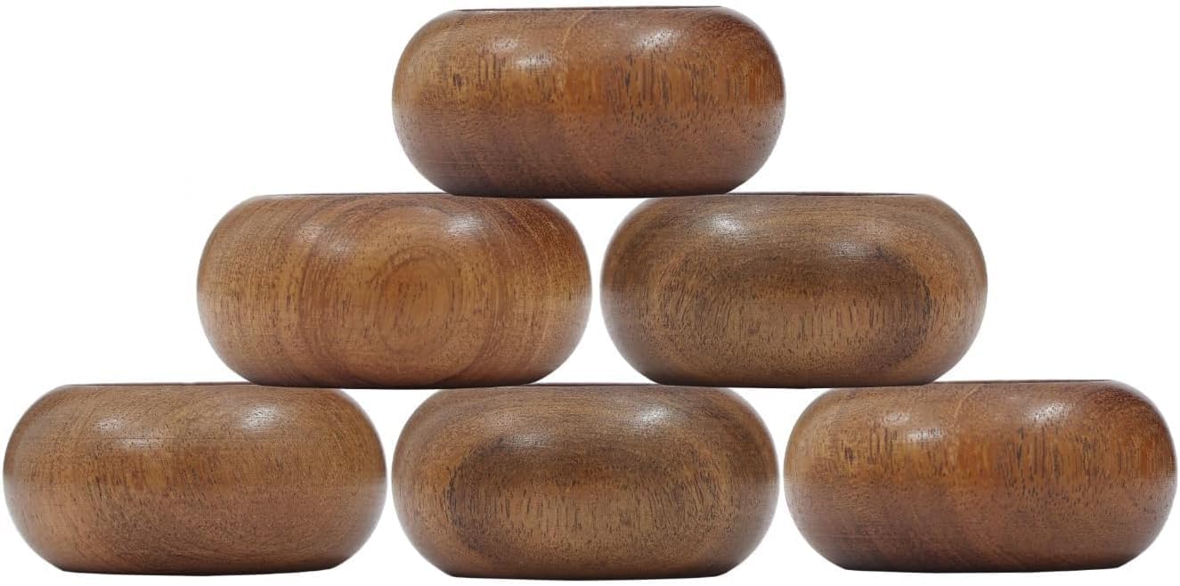 SHAFA IMPEX Handmade Wooden Napkin Ring Made by Artisan Beautifully Crafted and Designed in India Set of 12