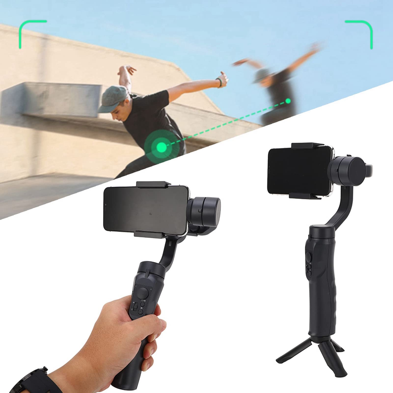 Naroote Estabilizador de Teléfono Portátil de 3 Ejes Captura de Vídeos y Fotografías para Creadores y Viajeros, Material ABS, Peso Ligero de 560 G