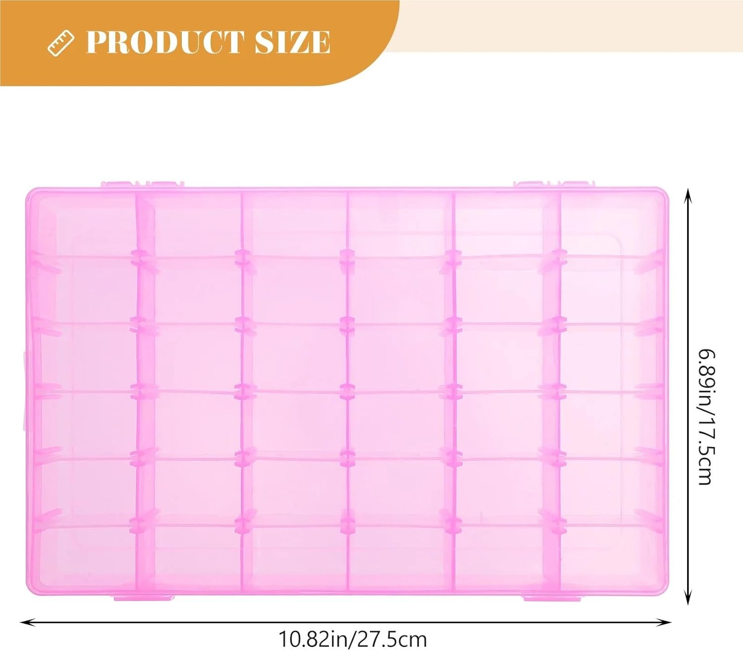 Bead Organizer 4pcs 36 Grid Clear Plastic Jewelry Storage Box ganizer Removable Dividers for Rings Earrings Travel(Pink)