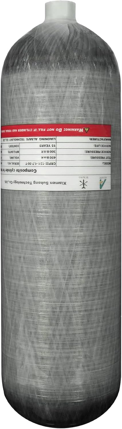 TUXING 4500Psi Pcp Air Tank, High Pressure Composite Cylinder, Carbon Fiber Air Tank 4.7L 286Cu in 6800CC, Pcp Paintball Air Tank Diving Tank（Empty Bottle）, black