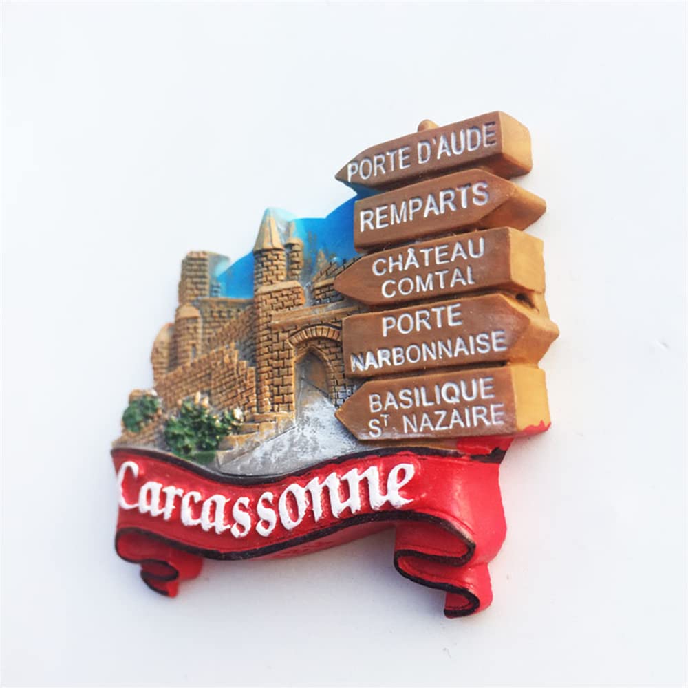 Carcassonne Castle France Refrigerator Magnet - 3D Hand Painted Travel Souvenir Fridge Decoration - View #2
