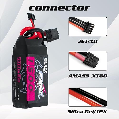 Miniatura 3 de CNHL Batería Lipo de 1500mAh 3S 11.1V 100C con enchufe XT60 para FPV Racing Drone Quadcopter RC Car Truck Crawler Boat Truggy Airplane (2 paquetes)