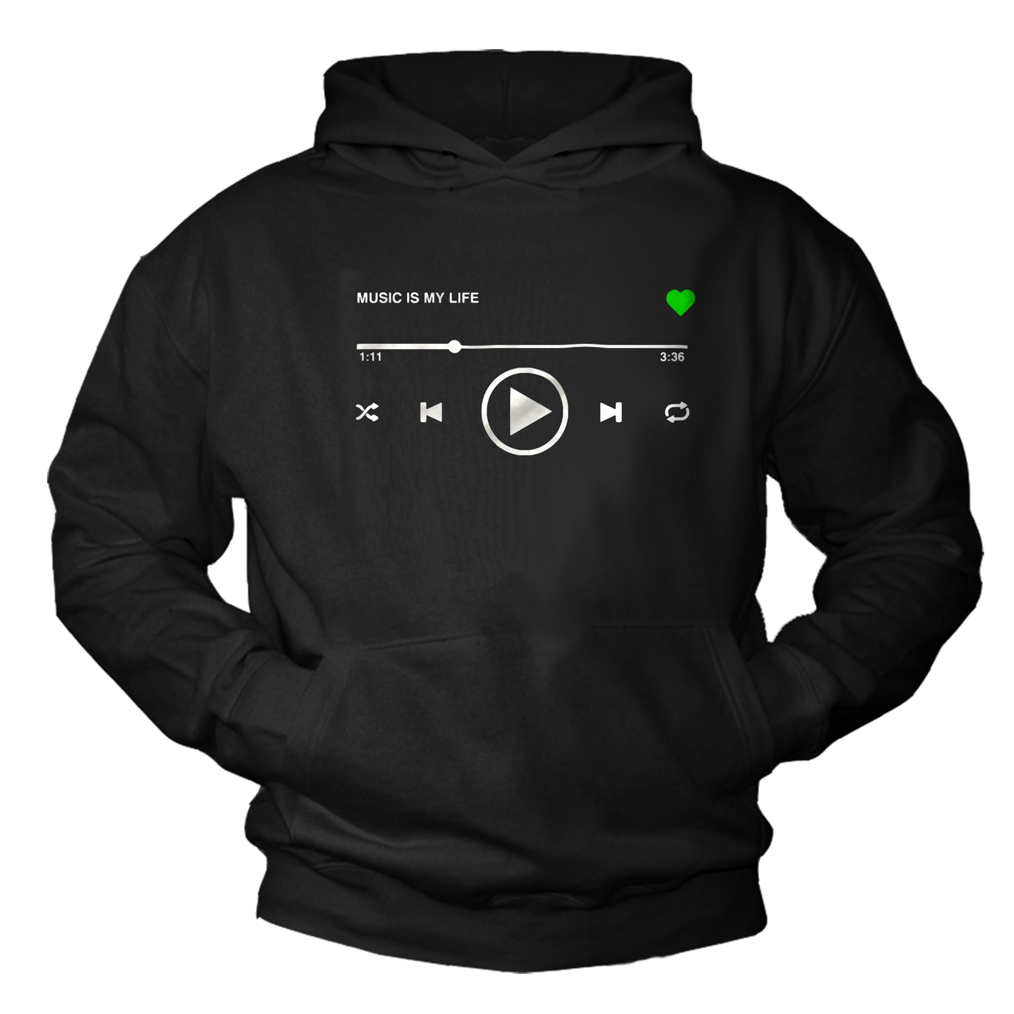 MAKAYA Hoodie Uomo con Stampa Amore per la Musica Felpa con Cappuccio Motivo Musicale Regali Maglione Hip Hop