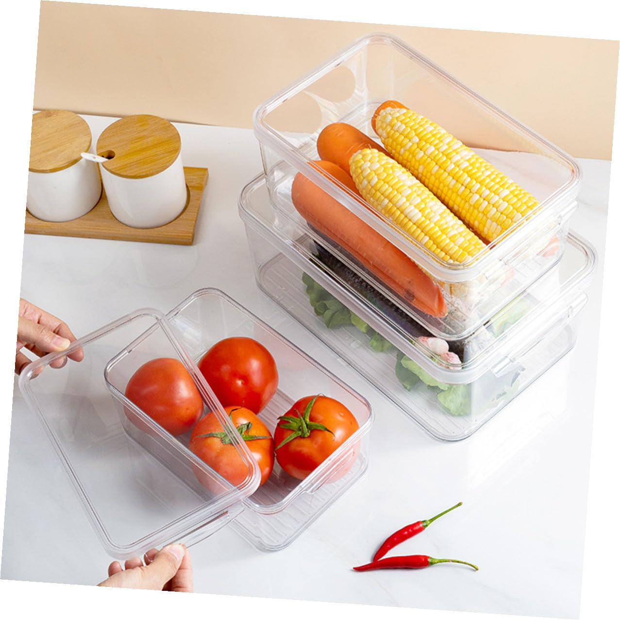 Baluue 3 Stück-pack Kühlschrankbehälter aus Pet für Gemüse und Obst