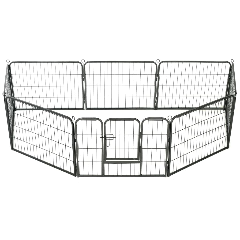 FXW Dog Playpen for Indoor Use - Wide gate and Safe Play, Heavy Duty 24 Inch 8 Panels Dog Pen for Puppies and Small Dogs, Black
