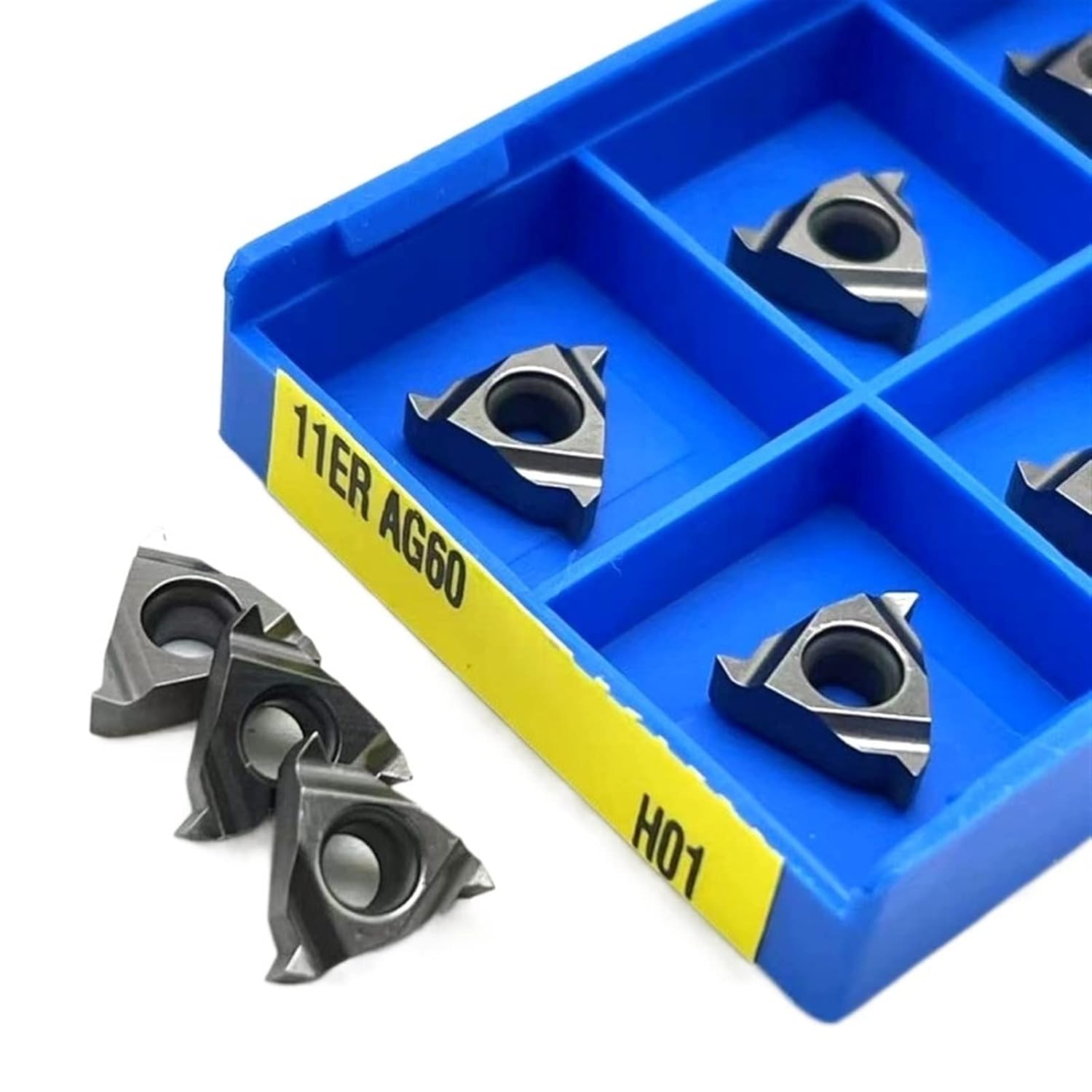 Indexable Carbide Lathe Tool 10PCS 11IR AG60 H01 11ER Threaded Aluminum Blade(11ER AG60 H01)