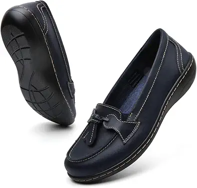 Maichal Loafers for Women Slip On Comfort Leather Tassel Dress Shoes