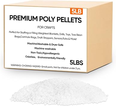 5 lb Poly Pellets Weighted Stuffing Beads,Plastic Pellets Weighted for Stuffed Animals,Poly for Bean Bags, Crafts,Doll and Blankets