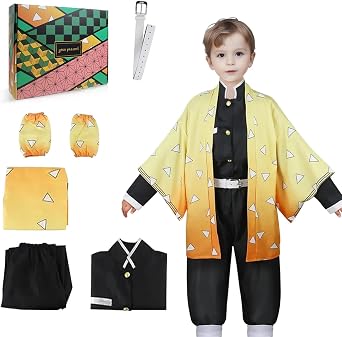 Anime Cosplay Costume Kids Uniform, Halloween Kimono Role Play Outfit Set for Boys and Girls