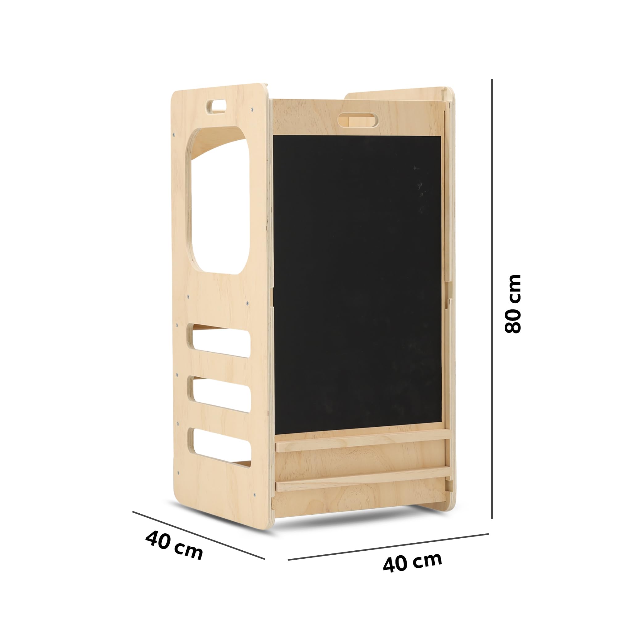 Deryan Tour d Observation Enfant Montessori - Stable & Sécurisée, Hauteur réglable sur 3 Niveaux - Tour d'apprentissage - Fabriqué en Europe - 90 cm - Learning Tower/Toddler Tower - Naturel