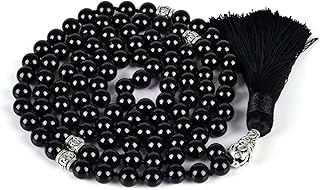 Cat Eye Jewels 8mm 108 Semi Precious Natural Gemstone Lava Stone Jasper Birthstone Healing Crystal Chakra Necklace Turquoise Beads Prayer Mala Beads Tassel Pendant Necklaces for Women Men, NOT KNOWN