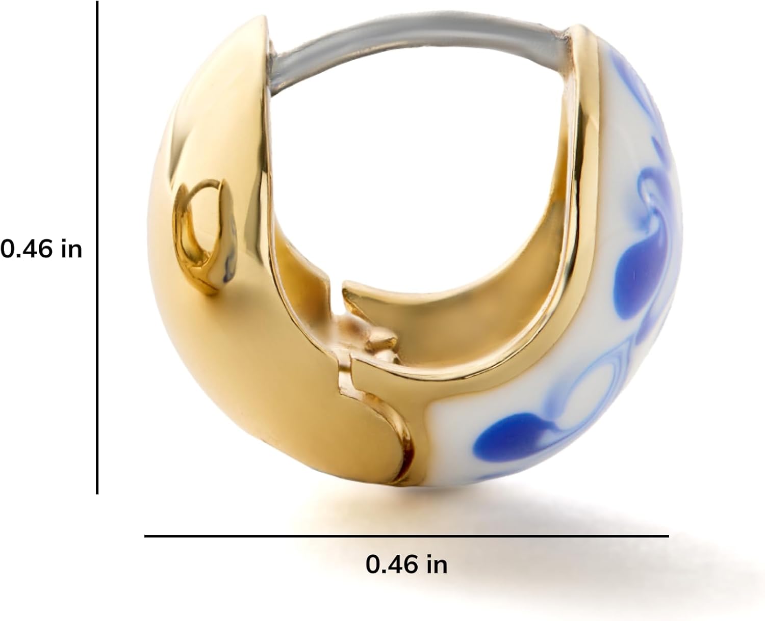 Ana Luisa Sphere Hoop Earring -Abby and Dakota Styles Womens Earrings - Trendy 14K Gold Plated, Silver Rhodium Plated w/Blue Marble - Mini Huggie Hoop Earrings for Women Hypoallergenic & Tarnish-Free - Image 5