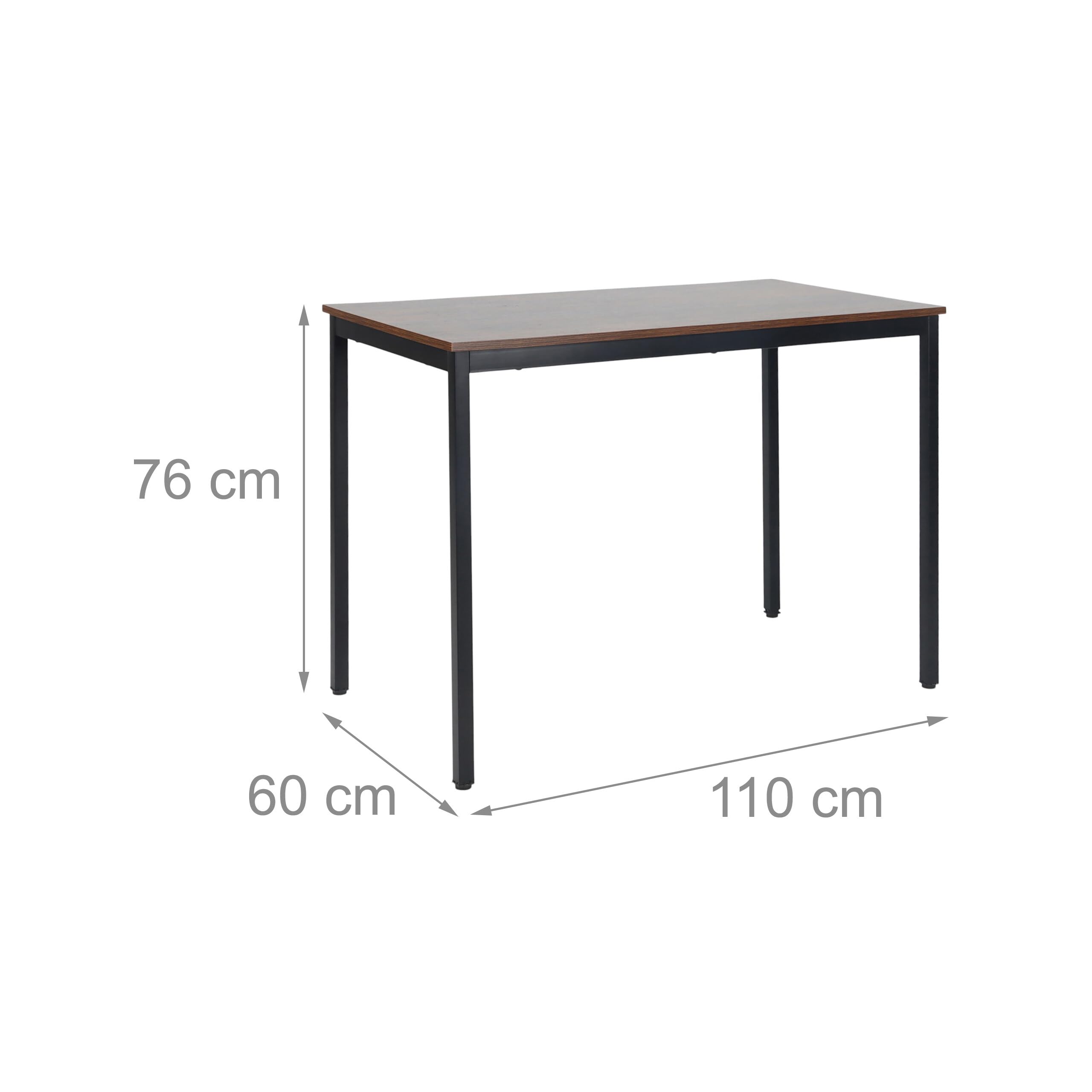 Tavolo da Pranzo Relaxdays, per 4 Persone, HLP: 76x110x60 cm, Fino a 80 kg, Effetto Rovere/Nero
