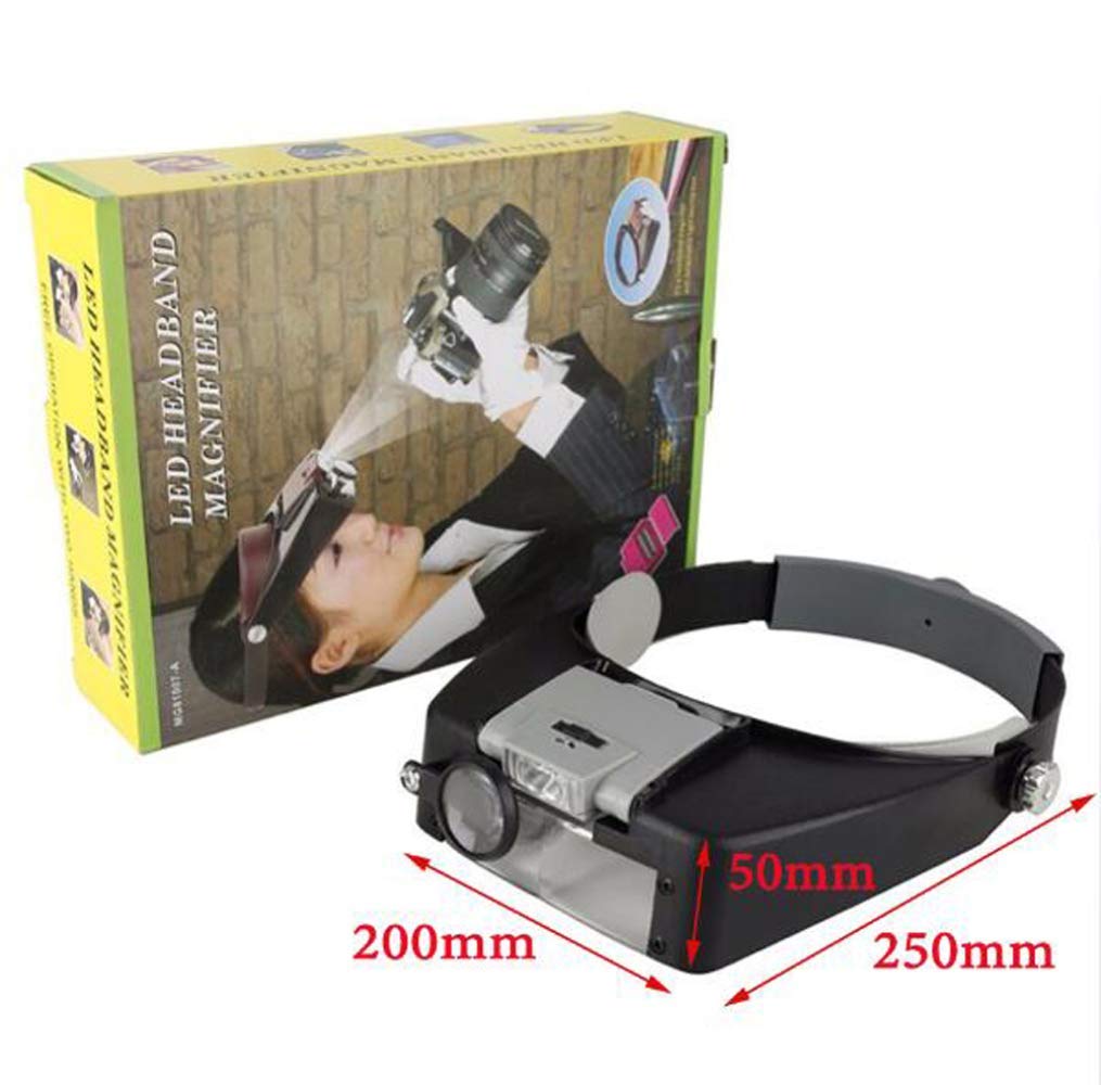Cabeza iluminada Lupa Gafas Auriculares con luz LED Lupa Cabeza Lámpara Diadema Lupa Visor Manos libres para reparación de relojes Lectura Pestañas Hobby Manualidades Costura, 1.5X 3X 6.5X 8X a,