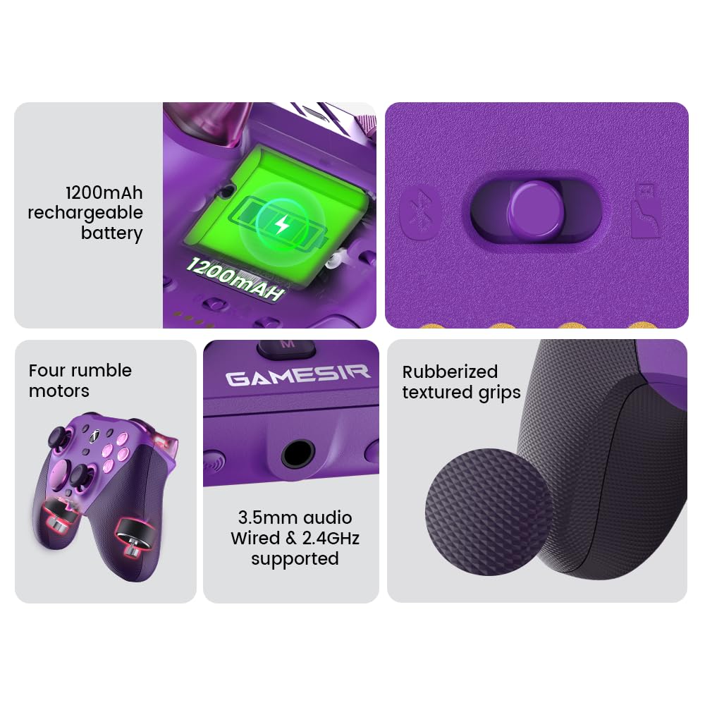 GameSir G7 Pro Mando Xbox Cable/PC Inalámbrico, TMR, 1000Hz, Morado