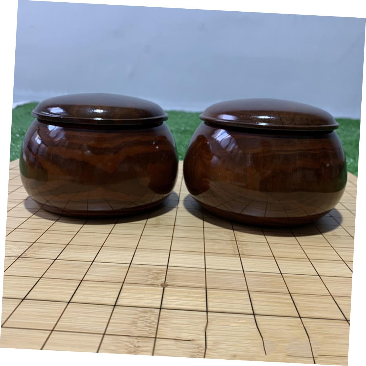 Hemobllo Bol en Bois Massif Grand Conteneur Léger Couvercle pour Jeu de Go et Échecs Rangement Pratique pour 180 Pièces, pour Bureau ou Salle de Formation