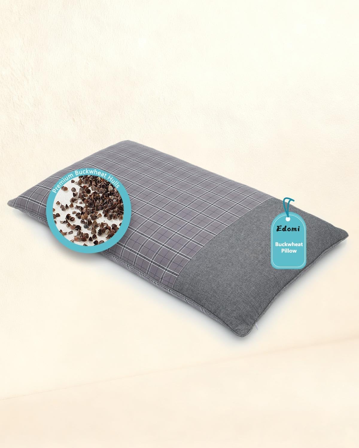 Almohada de Alforfón Ajustable y Refrescante 60x34 cm Soporte Cervical