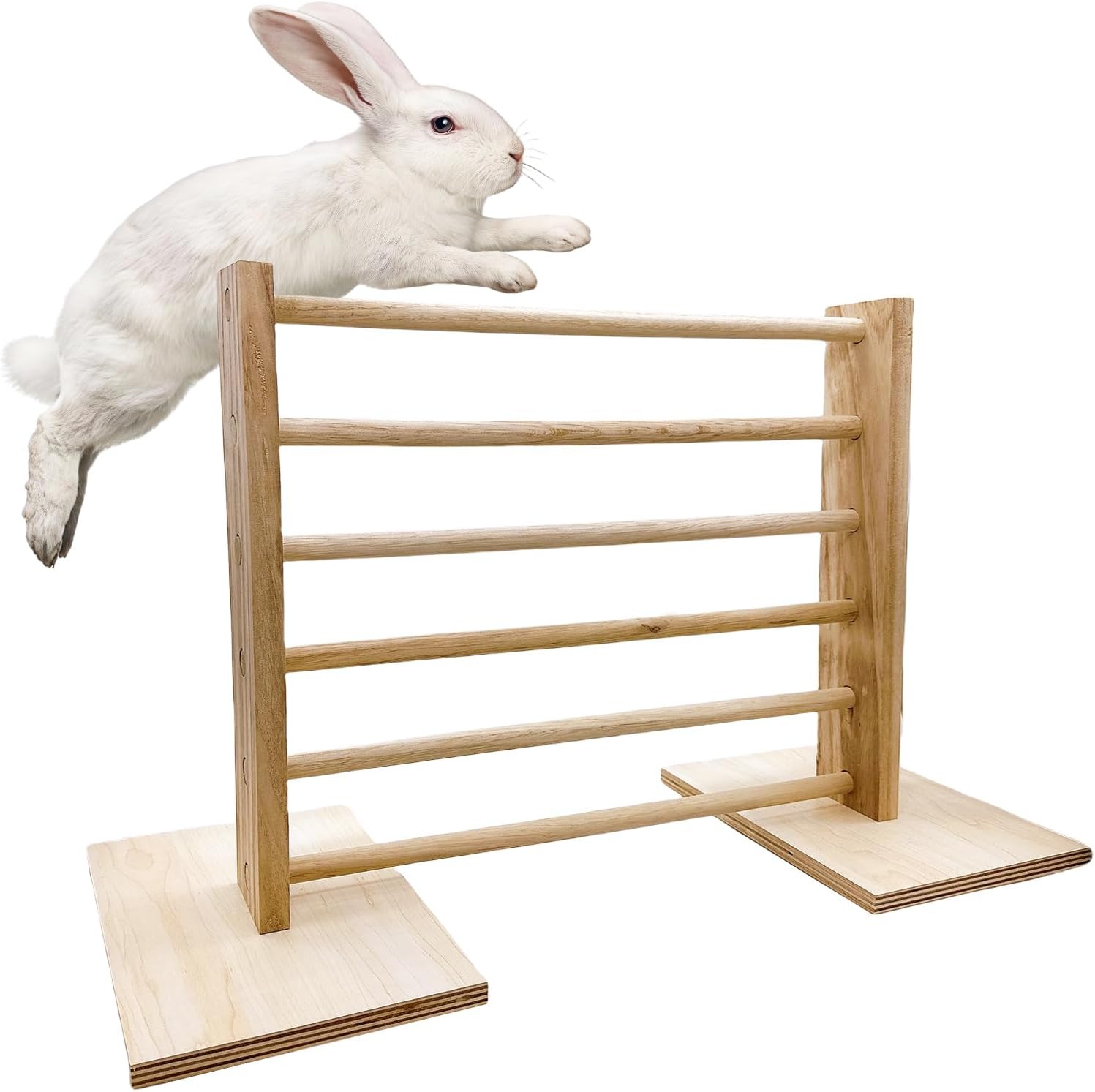 Rabbit Jump Bar Toys Bunny Agility Equipment Set Wooden Rabbit Obstacle Exercise Toys Adjustable Height Training Jumping Hurdles for Bunny Guinea Pig Small Animals