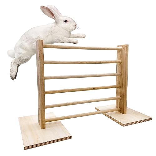 Hamiledyi Rabbit Jump Bar Rabbit Adjustable Hurdles Wooden Obstacle Exercise