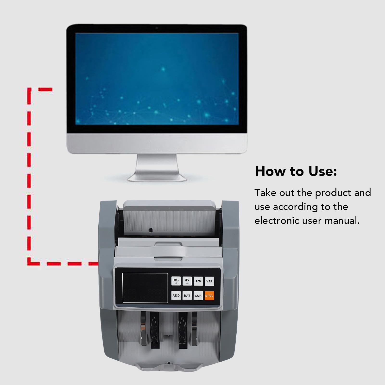 Contasoldi con Conteggio del Valore, Rilevamento Contraffazione MG/UG/IR Contatore di Banconote, Display LCD Dollaro Euro CHN Modalità Aggiunta e Batch Contatore di Cassa (Spina