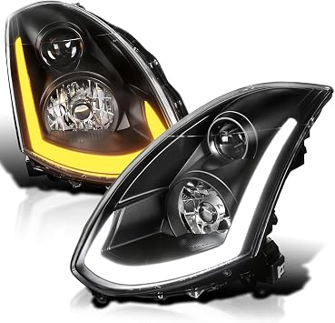 SPEC-D TUNING Black Projector Headlights w/Sequential LED Strip