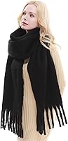 RIIQIICHY Women's Chunky Oversized Blanket Scarf - Thick Warm Winter Scarf with Tassels, Soft Polyester 95x16"