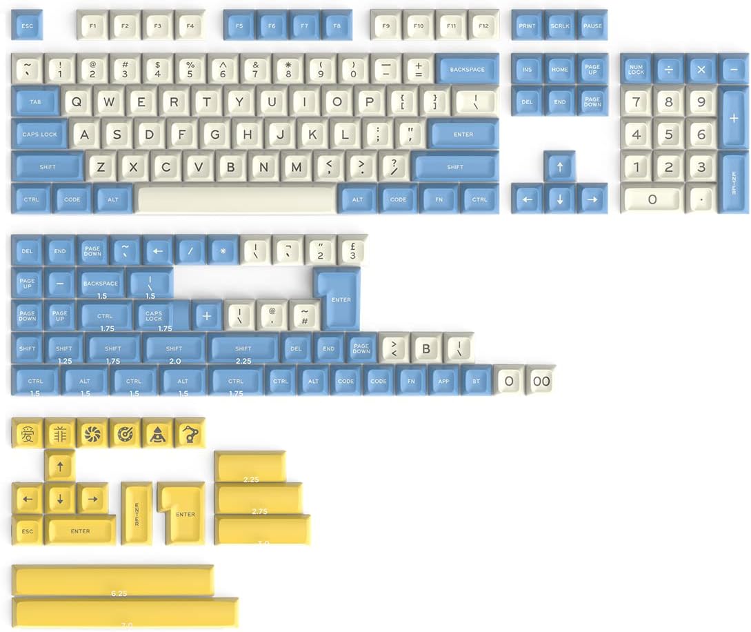 172 Keys ABS Keycaps Set, AFSA Profile DYE-SUB Suitable for Cherry MX Mechanical Gaming Keyboard (Only Keycaps)