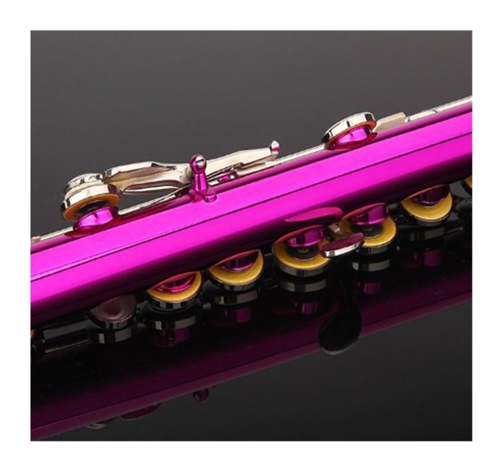 Flauta Flauta de color llave de níquel rosa 16 orificios cerrados más llave E instrumento de flauta C
