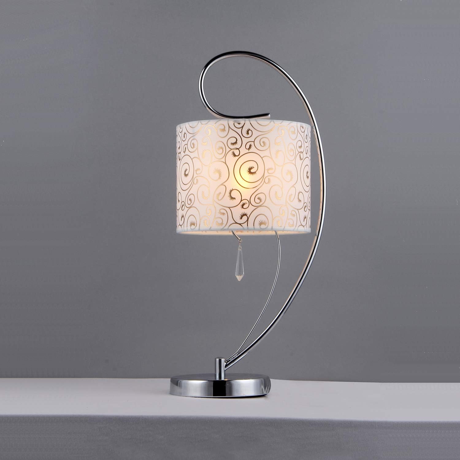 Warehouse of Tiffany TL1072 Swirl Crystal Table Lamp, Silver