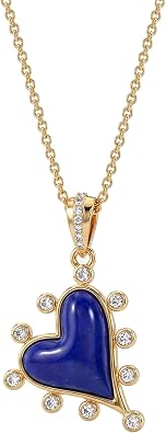 Fettero Gold Heart Necklace for Women, 14K Gold Plated Charm Necklaces for Women Double Sided Love Heart Pendant Gold Necklace for Mom Wife Valentines Day Jewelry