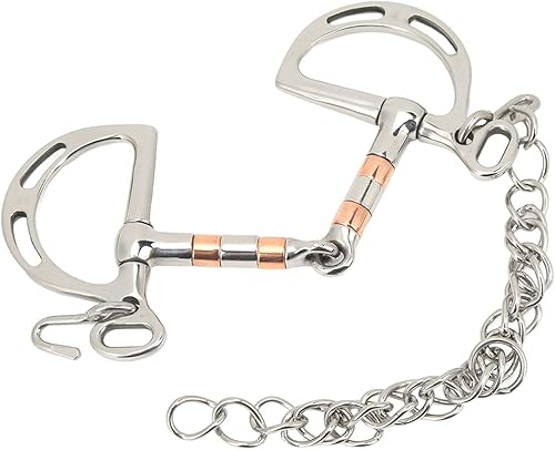 Miniatura 9 de TOPINCN Brocas de caballo Snaffle de acero inoxidable Pelham Horse Bit Accesorio ecuestre D Ring Snaffle Bit con cadena para boca de caballo de
