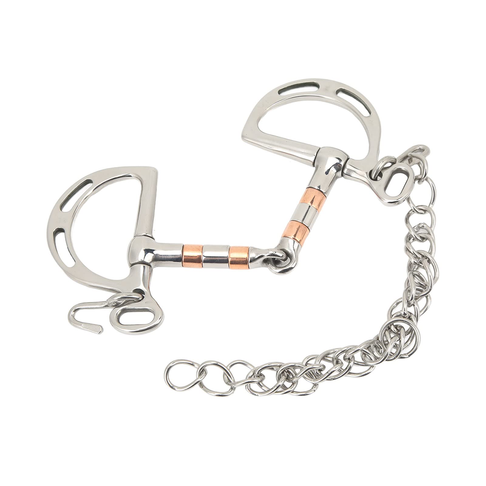 Filetto ad Anello a D per Cavallo, Morso per Cavallo in Acciaio Inossidabile con Catena in Rame, Filetto a Bocca di Cavallo da 125 mm, Design Resistente e Confortevole per Un