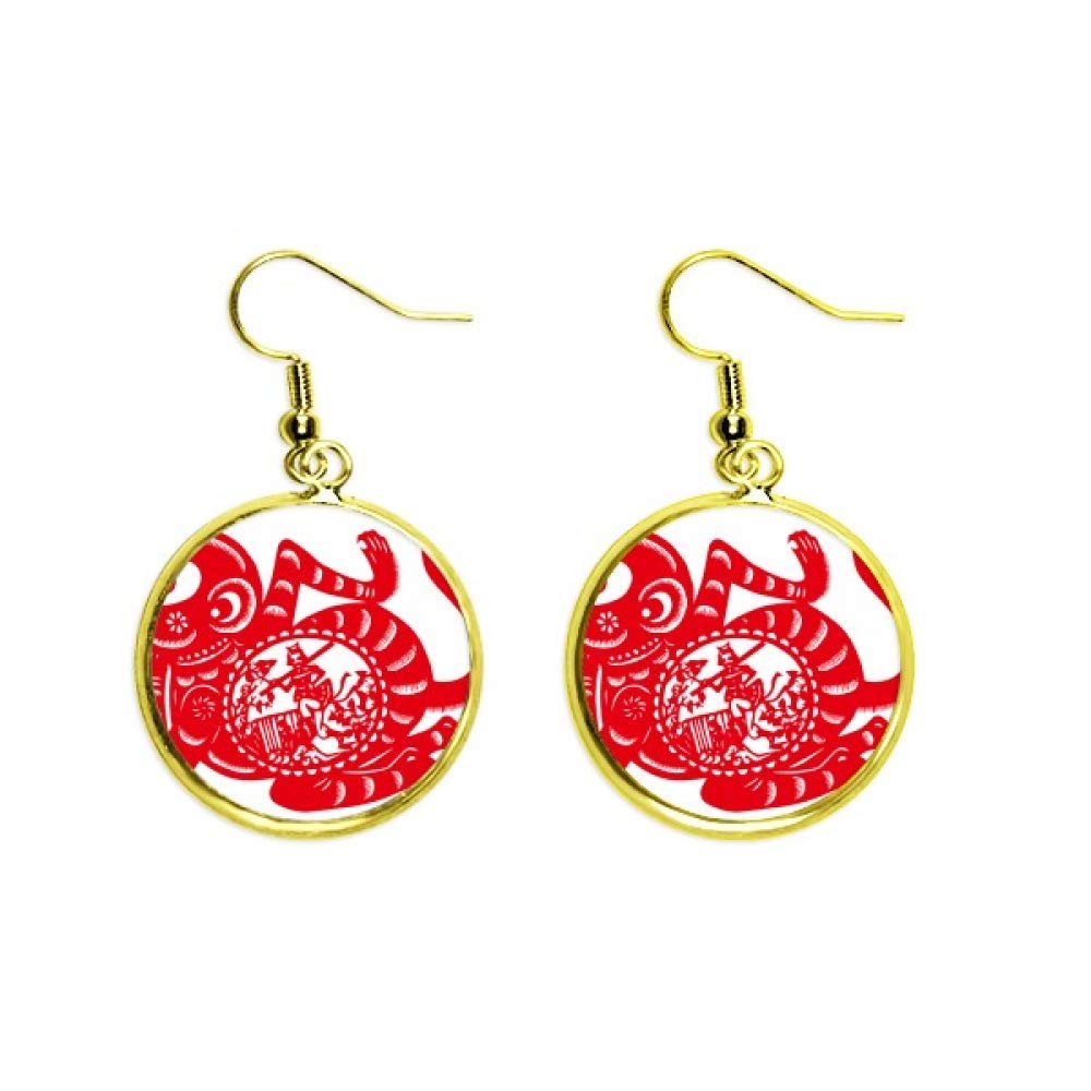 Pendientes de mono chino oro pendientes largos papercut joyería mujer 2