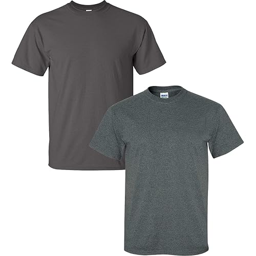 Gildan Men's Ultra Cotton T-Shirt, Style G2000, 2-Pack MED-Charcoal+DarkHeather