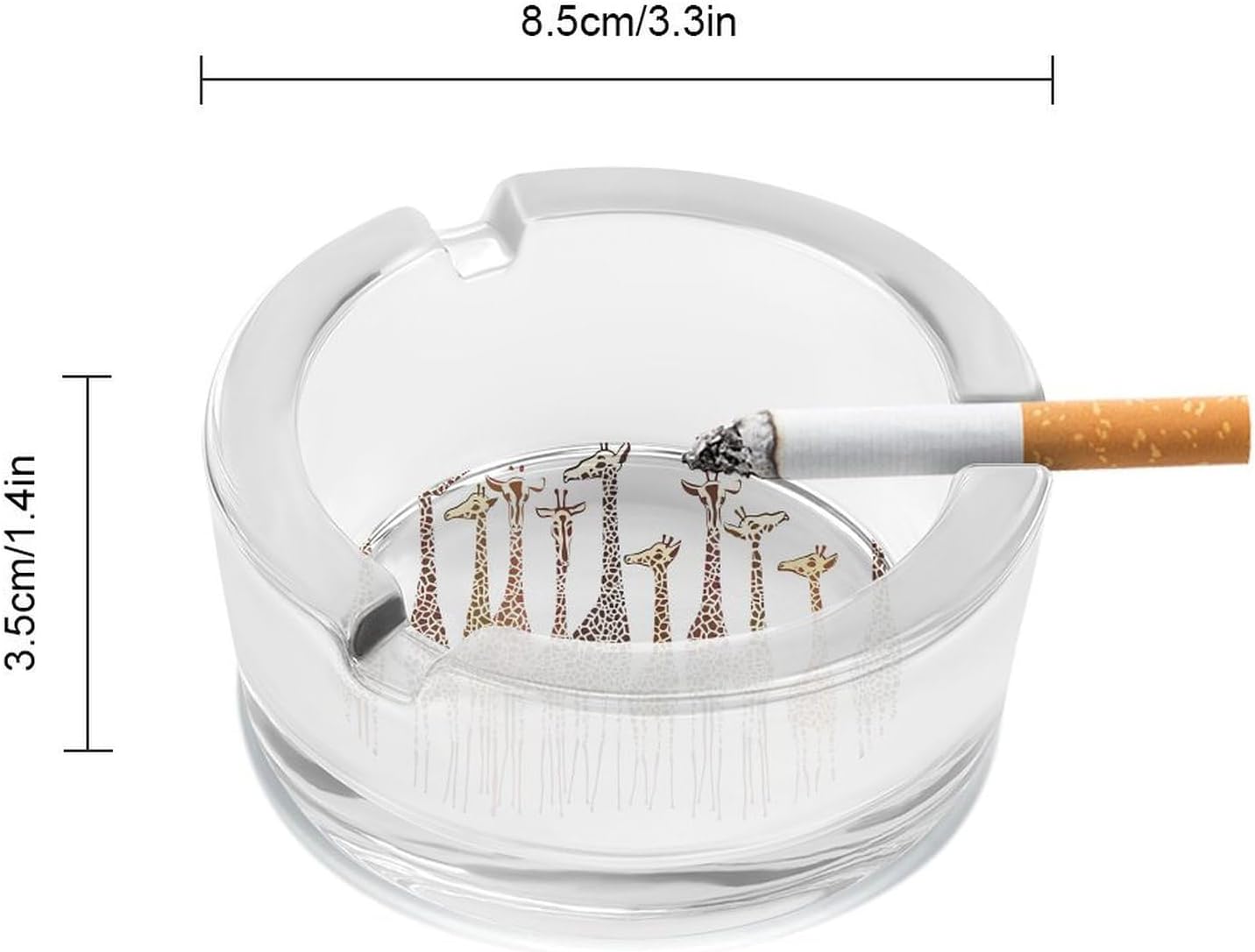 Cute Wild Cartoon Giraffes Glass Ashtrays for Cigarettes Decorative Modern Ashtray Classic Round Home Ashtrays Small Indoor Ash Tray Heavy Glass Ash Tray for Office Balcony