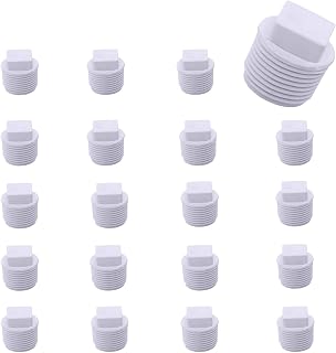 20 Pack 1/2 Inch PVC Pipe Male Thread Plug, Threaded Pipe End Cap, PVC Male Thread Plug adaptor Thread Water Pipe closing for Plumbing Water Line, White