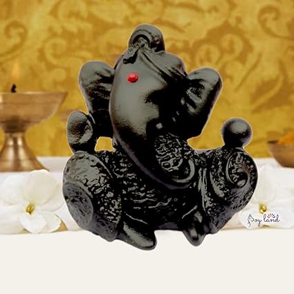 JOYLAND Ganesha Idol for Car Dashboard Home Decoration Diwali Pooja Office Corporate Gift Showpiece (Black 2.5x1.5x2.5 Inches)