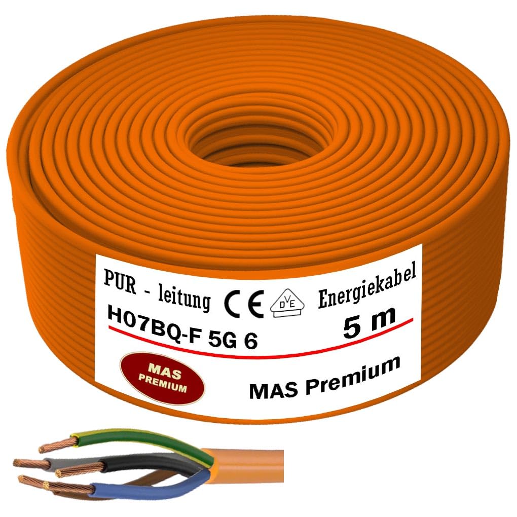 MAS-Premium® - Cable de conexión para dispositivos agrícolas o comerciales (5 m, 5 m, 5 x 6 m), color naranja